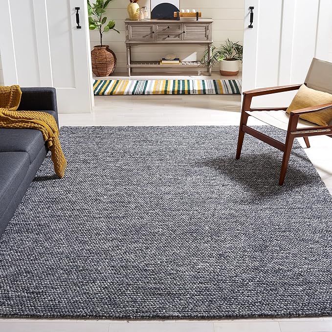 SAFAVIEH Area Rug 10x14 - Natura Collection - Large - Dark Grey, Handmade Wool Blend, Textured Design, Ideal for Living Room, Bedroom, Dining Space (NAT620H)