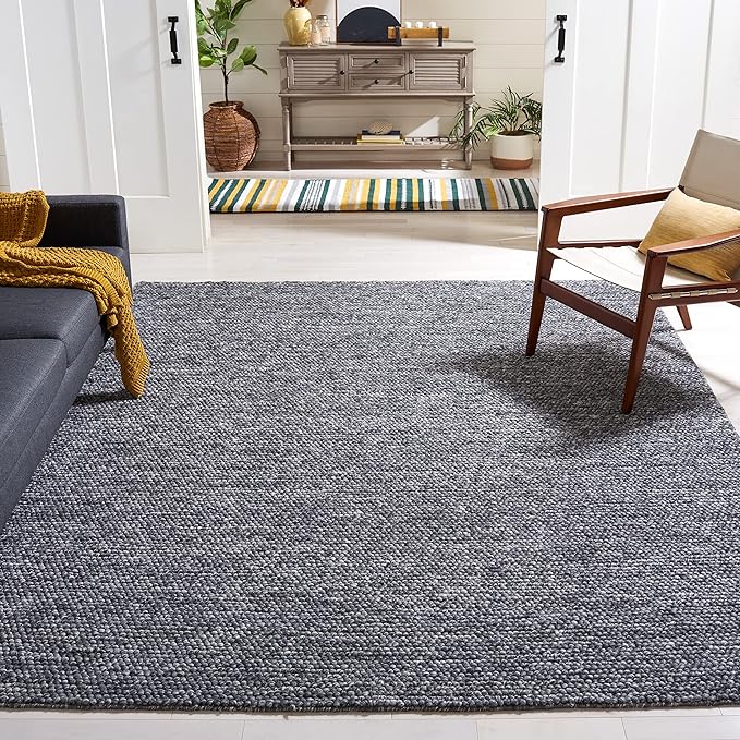 SAFAVIEH Area Rug 9x12 - Natura Collection - Large - Dark Grey, Handmade Wool Blend, Textured Design, Ideal for Living Room, Bedroom, Dining Space (NAT620H)