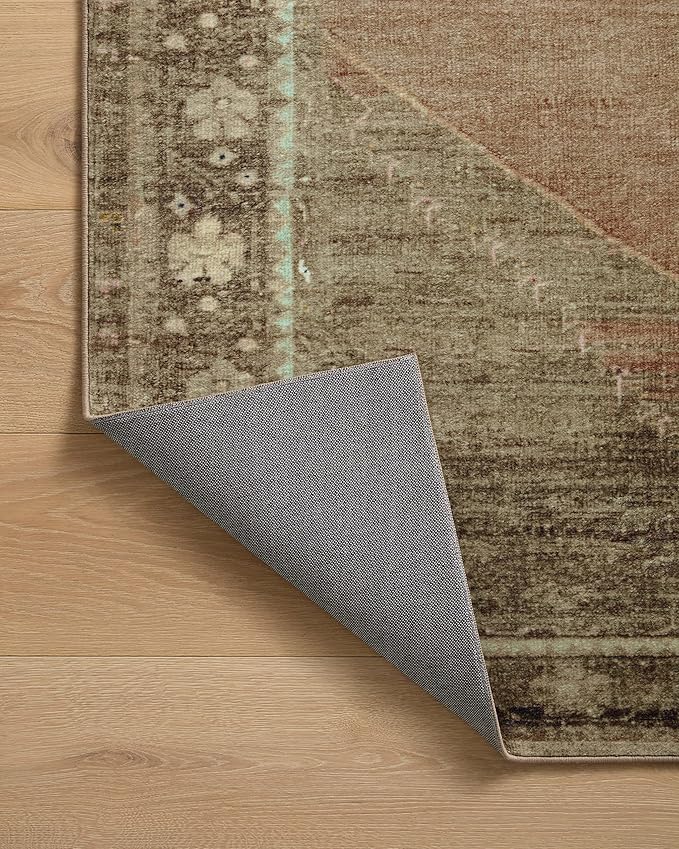 Loloi Magnolia Home by Joanna Gaines Sinclair Collection SIN-06 Clay/Tobacco 5'-0" x 7'-0", .25" Pile Height, Machine Washable, Area Rug
