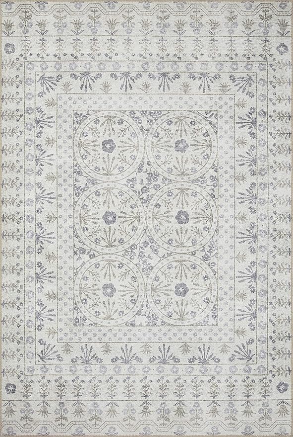 Loloi Rifle Paper Co. Maison Collection MAO-03 Rosette Ivory 2'-6" x 9'-6", .19" Pile Height, Runner Rug