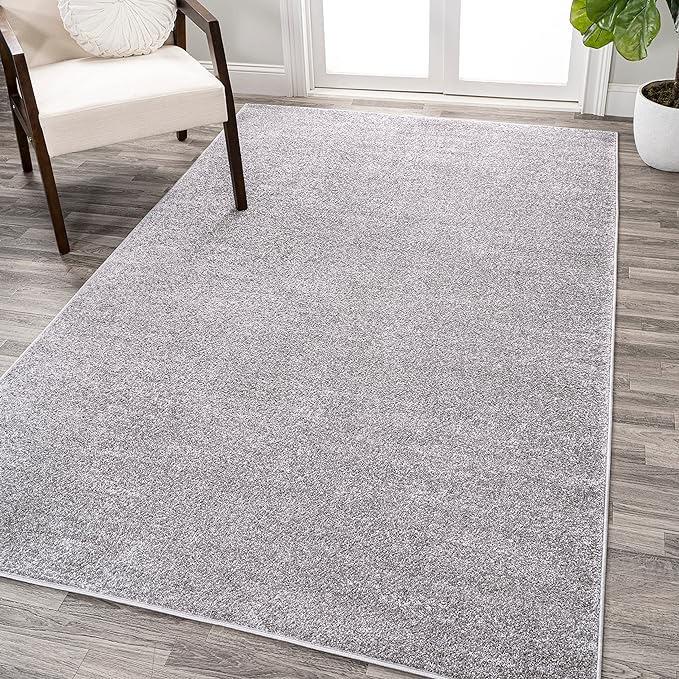 Eyely UES100A-5 Supersoft Haze Solid Low-Pile Indoor Area Rug Casual;Contemporary;Solid;Traditional, Bedroom, Kitchen, Living Room, Easy-Cleaning, Non-Shedding, 5 X 8, Gray