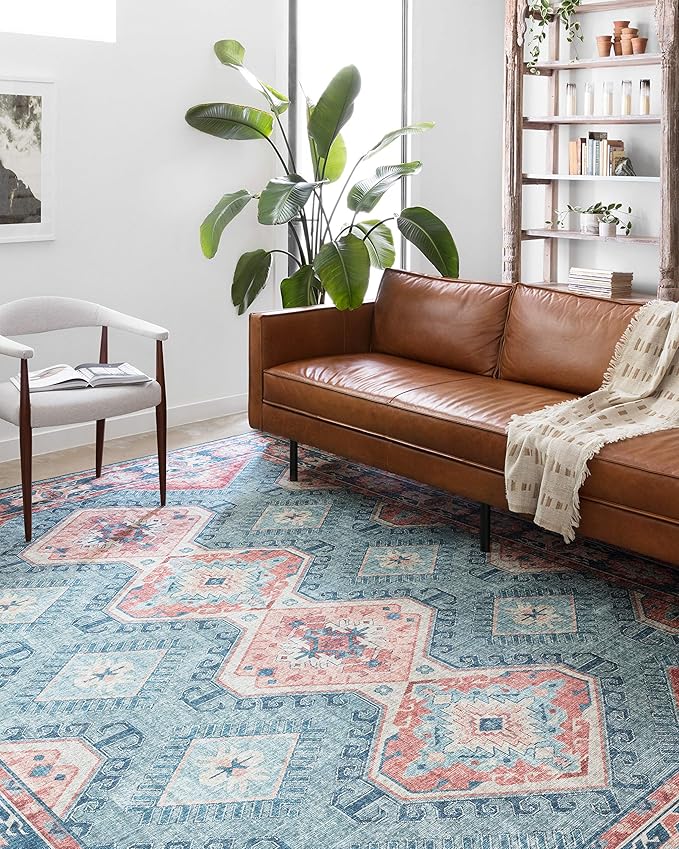 Loloi II Skye Collection SKY-03 Turquoise/Terracotta 3'-6" x 5'-6" Accent Rug