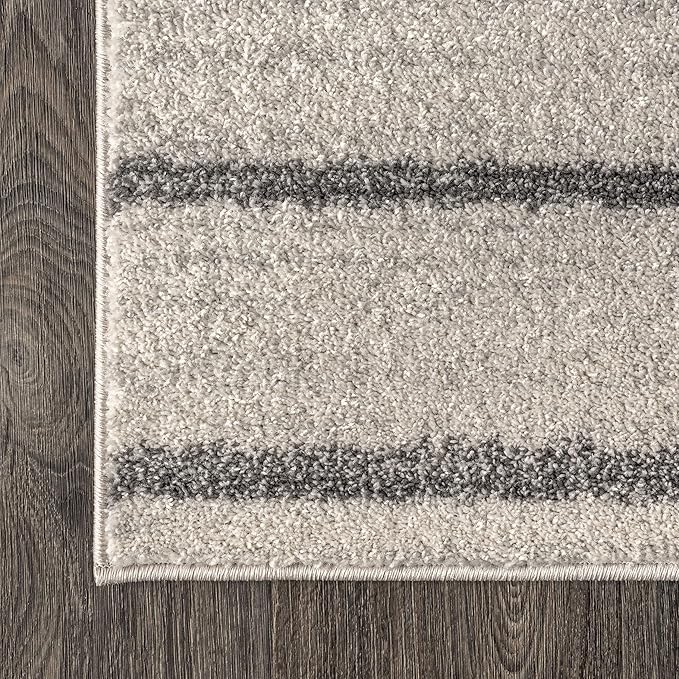 JONATHAN Y Williamsburg Minimalist Stripe Cream/Gray Indoor Area Rug, 4x6, Contemporary, Modern, Easy-Cleaning for Living Room, Bedroom, Kitchen, Pet Friendly, Non-Shedding (MOH201A-4)