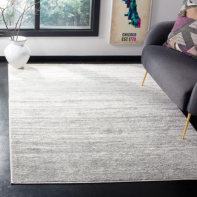 SAFAVIEH Area Rug 4x6 - Adirondack Collection - Ivory & Silver, Modern Ombre Design, Non Shedding & Easy to Clean, Ideal for Living Room, Bedroom, Office, Dining Space (ADR113B)