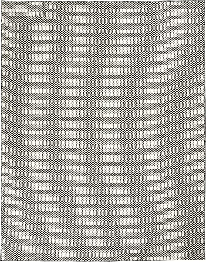Nourison Home Courtyard Ivory Charcoal 8' x 10' Area Rug - Easy Clean, Non Shedding, Bed Room, Living Room, Dining Room, Kitchen (8' x 10')