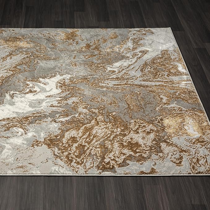LUXE WEAVERS Marble Swirl Abstract Area Rug, Gray 2x3