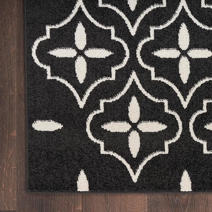 Nourison Home Nourison Essentials Black Ivory 6' x 9' Area Rug - Easy Clean, Non Shedding, Bed Room, Living Room, Dining Room, Kitchen (6' x 9')
