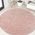 Eyely UES100P-8R Supersoft Haze Solid Low-Pile Indoor Area Rug, Coastal, Bohemian, Minimalist, Classic, Casual for Bedroom,Kitchen,Living Room,Non Shedding,Easy-Washing, Pink, 8' Round