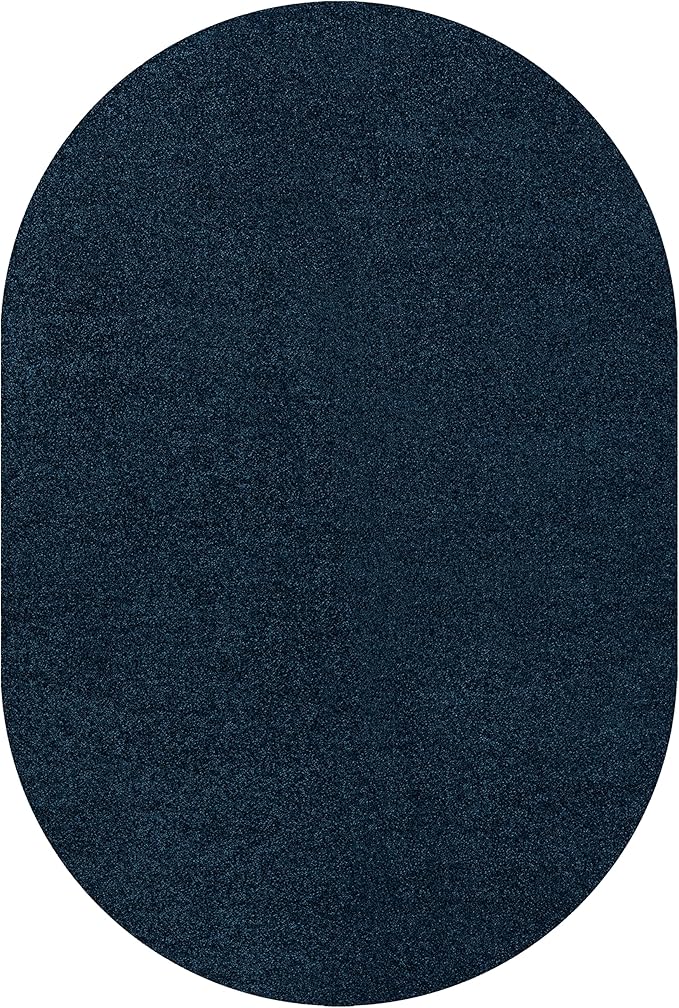 Eyely UES100C-4OV Supersoft Haze Solid Low-Pile Indoor Area Rug Casual;Contemporary;Solid;Traditional, Bedroom, Kitchen, Living Room, Easy-Cleaning, Non-Shedding, 4 X 6 Oval, Navy