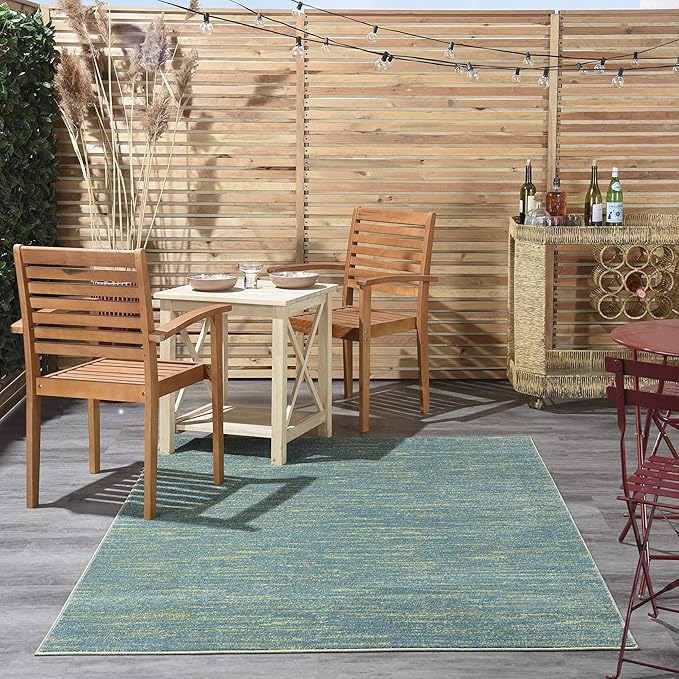 Nourison Home Nourison Essentials Blue Green 6' x 9' Area Rug - Easy Clean, Non Shedding, Bed Room, Living Room, Dining Room, Kitchen (6' x 9')