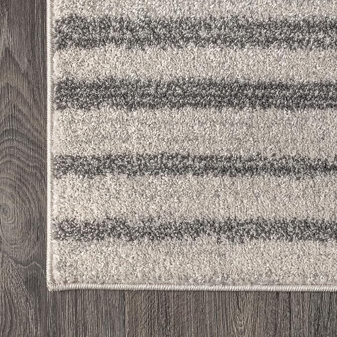 JONATHAN Y Lyla Offset Stripe Gray/Cream Indoor Area Rug, 5x8, Contemporary, Modern, Easy-Cleaning for Living Room, Bedroom, Kitchen, Pet Friendly, Non-Shedding (MOH204A-5)