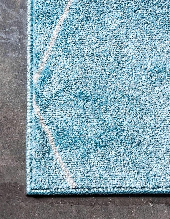 Unique Loom Trellis Frieze Collection Area Rug - Geometric (6' 1" x 9', Light Blue/ Ivory)