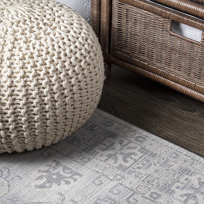 JONATHAN Y Modern Vintage Medallion Light Grey Runner Rug, 2x10, Country, Floral, Easy-Cleaning for Living Room, Bedroom, Kitchen, Pet Friendly, Non-Shedding (MDP108B-210)