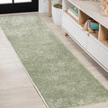 JONATHAN Y Haze Solid Low-Pile Green Runner Rug 2x10, Coastal,Bohemian,Minimalist,Classic, Easy-Cleaning for Living Room,Bedroom,Kitchen,Pet Friendly,Non-Shedding (SEU100O-210)
