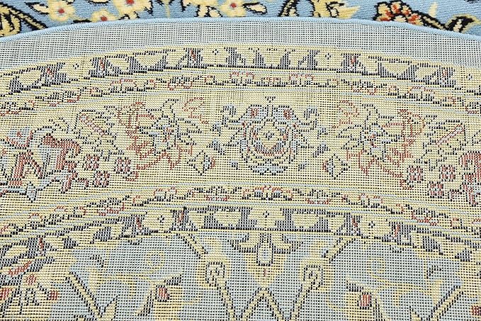 Unique Loom Sialk Hill Collection Area Rug - Washington (7' 10" Round Light Blue/Navy Blue)