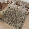 HUGEAR 3x5 Entryway Area Rug Retro Brown Small Rug Machine Washable Door Mat Vintage Floral Low Pile Carpet Distressed Throw Rug Entrance Kitchen Bedroom Bathroom Office Non Slip Soft Lightweight