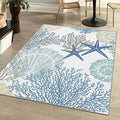 Tritard Coastal Area Rugs Nautical Beach Themed Non-Slip Machine Washable Rugs Modern Floor Carpet for Living Room Bedroom, 6x9, Blue