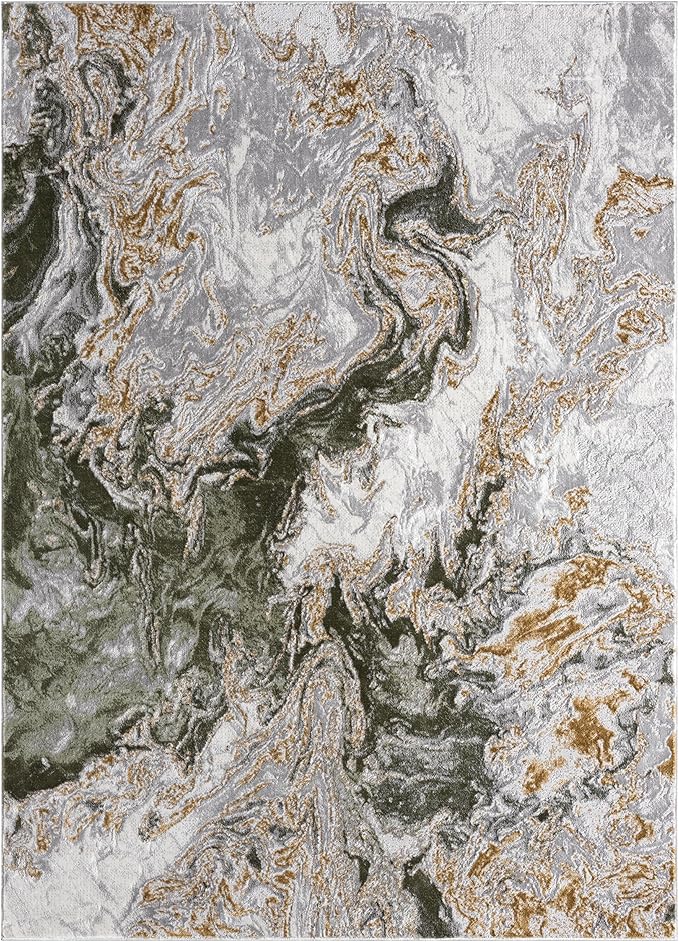 LUXE WEAVERS Marble Swirl Abstract Area Rug, Green 9x12