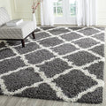SAFAVIEH Area Rug 8x10 - Dallas Shag Collection - Large - Dark Grey & Ivory, Trellis Pattern, Non-Shedding & Easy Cleaning, Plush Thick Pile, Ideal for Living Room, Bedroom, Dining Space (SGD257A)