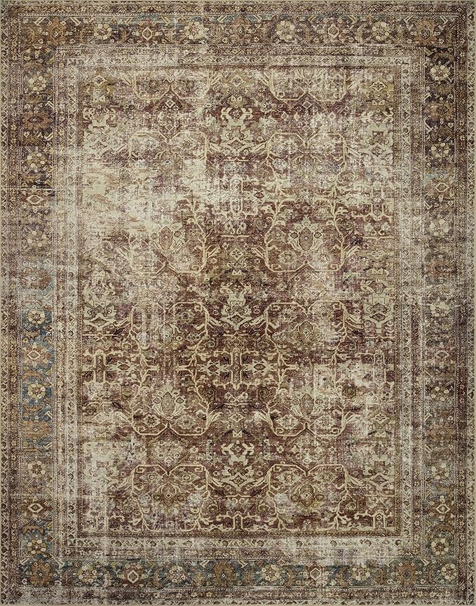 Loloi Magnolia Home by Joanna Gaines Sinclair Collection SIN-01 Rust/Lagoon 2'-3" x 9'-6", .25" Pile Height, Machine Washable, Runner Rug