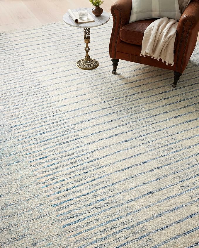 Loloi Chris Loves Julia Chris Collection CHR-01 Ivory/Denim 2'-6'' x 11'-6'', .50" Pile Height, Runner Rug
