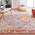 SAFAVIEH Madison Collection Area Rug - 5'3" x 7'6", Rust & Pink, Boho Diamond Distressed Design, Non-Shedding & Easy Care, Ideal for High Traffic Areas in Living Room, Bedroom (MAD418Q)