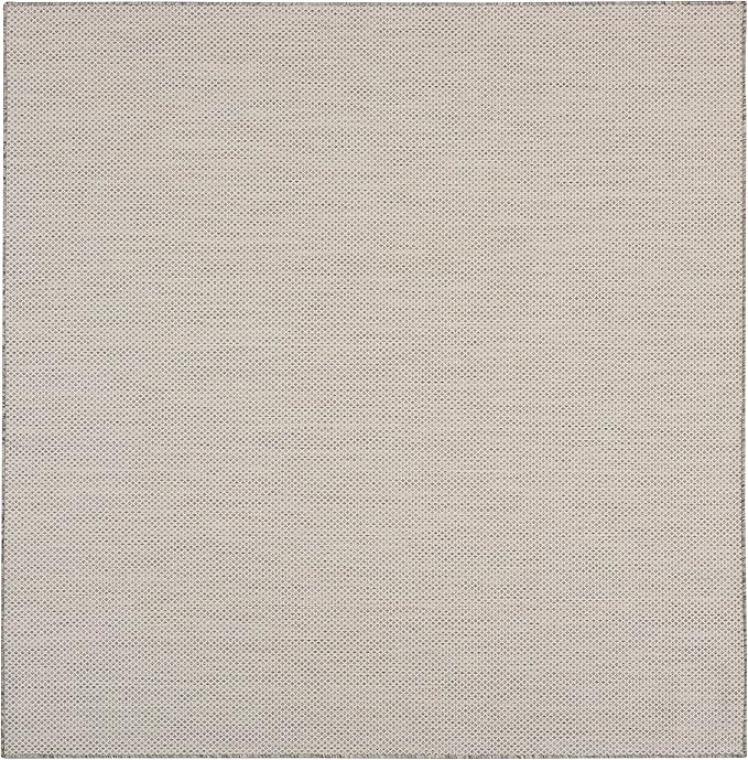Nourison Home Courtyard Ivory Silver 6' x Square Area Rug - Easy Clean, Non Shedding, Bed Room, Living Room, Dining Room, Kitchen (6' x Square)