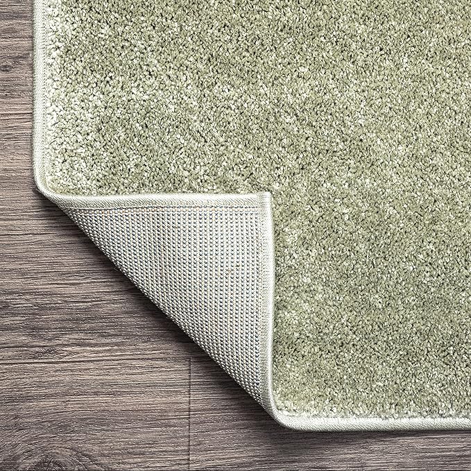 Eyely UES100O-6R Supersoft Haze Solid Low-Pile Indoor Area Rug, Coastal, Bohemian, Minimalist, Classic, Casual for Bedroom,Kitchen,Living Room,Non Shedding,Easy-Washing, Green, 6' Round