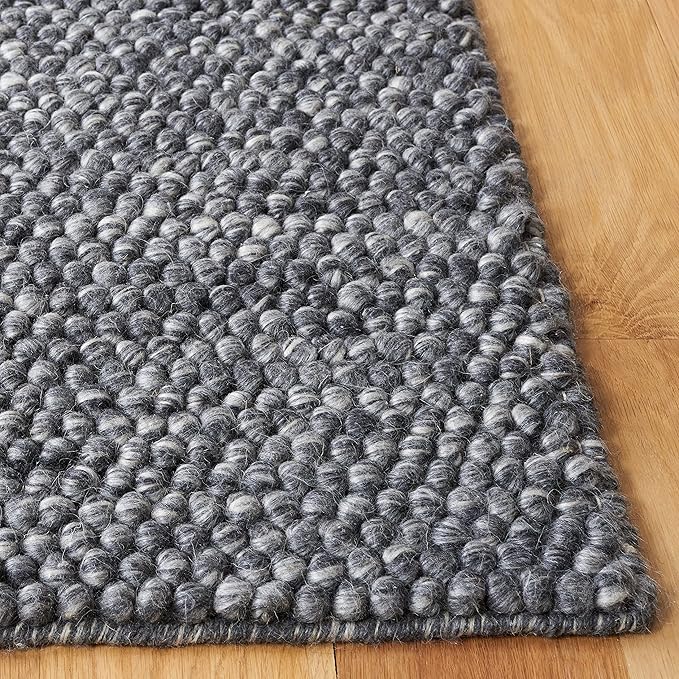 SAFAVIEH Natura Collection Area Rug - 8' Square, Dark Grey, Handmade Wool Blend, Textured Design, Ideal for Living Room, Bedroom, Dining Space (NAT620H)