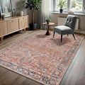 GLN Rugs Traditional Collection - Machine Washable Area Rug, Traditional Washable, Non Slip, Low Pile Chenille Rug, Living Room, Bedroom, Kitchen Rug (9' x 12' Terra/Multicolor 1168)