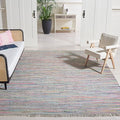 SAFAVIEH Rag Rug Collection Area Rug - 10' x 14', Grey & Multi, Handmade Boho Stripe Cotton, Ideal for High Traffic Areas in Living Room, Bedroom (RAR121M)