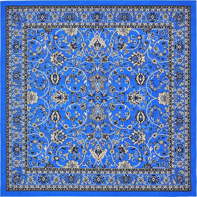 Unique Loom Sialk Hill Collection Area Rug - Washington (8' Square Dark Blue/Black)