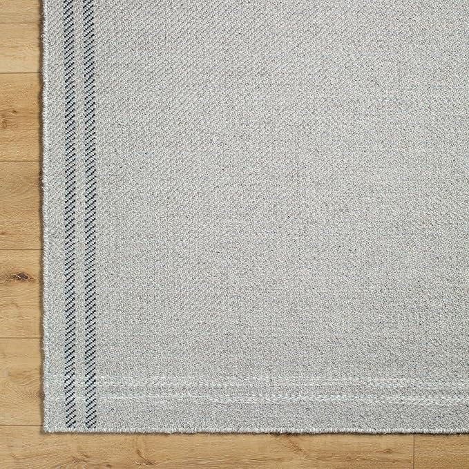 Mark&Day Wool Rugs, 2x3 Janmichael Solid and Border Gray/Black Area Rug, Grey Ivory Black Carpet for Living Room, Bedroom or Kitchen (2' x 3')