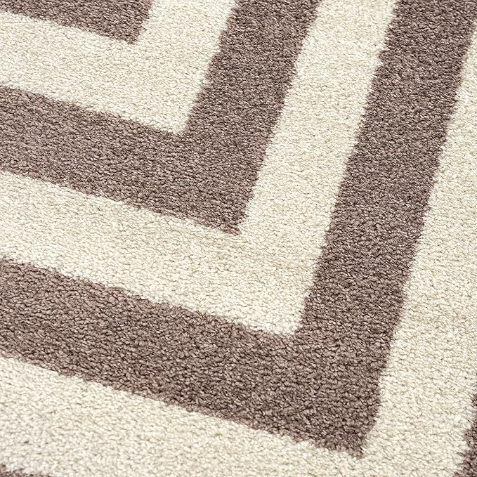 Abani Contemporary Beige & Ivory 4' x 6' Area Rug, Contrasting Geometric Modern Stripe Symmetrical Living Room Carpet Rugs