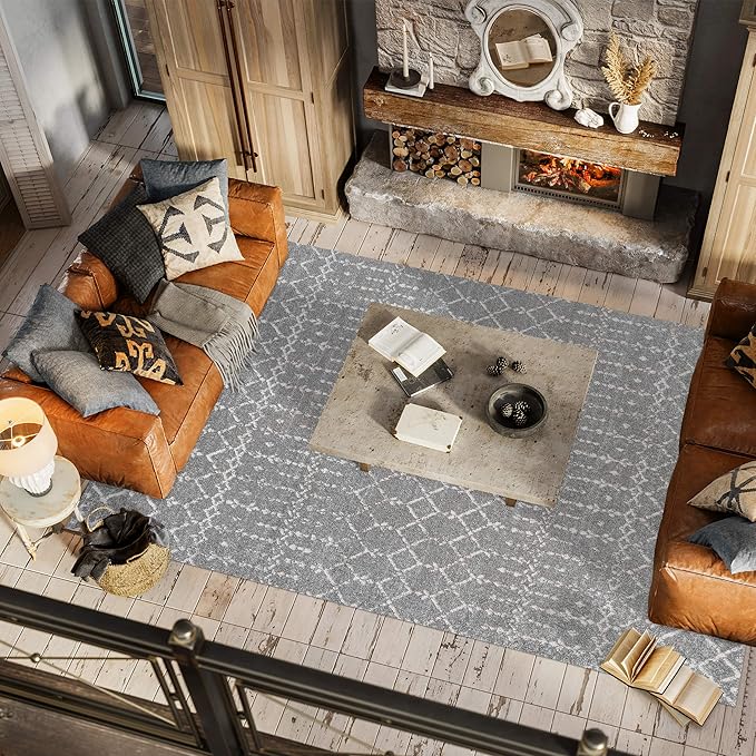 JONATHAN Y Boho Vintage Diamond Gray/Ivory Indoor Area Rug 12X15 ft, Moroccan Hype for Living Room, Bedroom, Kitchen, Office, Easy-Cleaning, High Traffic, Pet-Friendly, Non-Shedding (MOH101C-15)