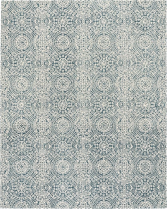 Dash and Albert Temple Wool Area Rug - 7.5 X 9.5 Ink Geometric Hand Micro Hooked Accent Rug - Durable, High Traffic Areas Hallway, Living Room, Stairs - Premium Luxury Hotel Quality Soft Breathable