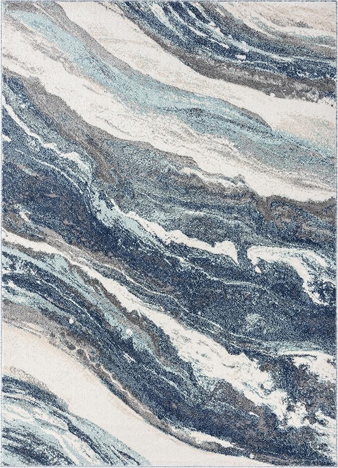 LUXE WEAVERS Lagos Collection 7983 Blue 5x7 Art Deco Area Rug