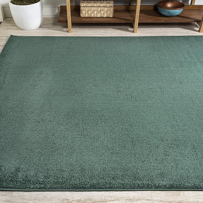 Eyely UES100L-9 Supersoft Haze Solid Low-Pile Indoor Area Rug Casual;Contemporary;Solid;Traditional, Bedroom, Kitchen, Living Room, Easy-Cleaning, Non-Shedding, 9 X 12, Emerald