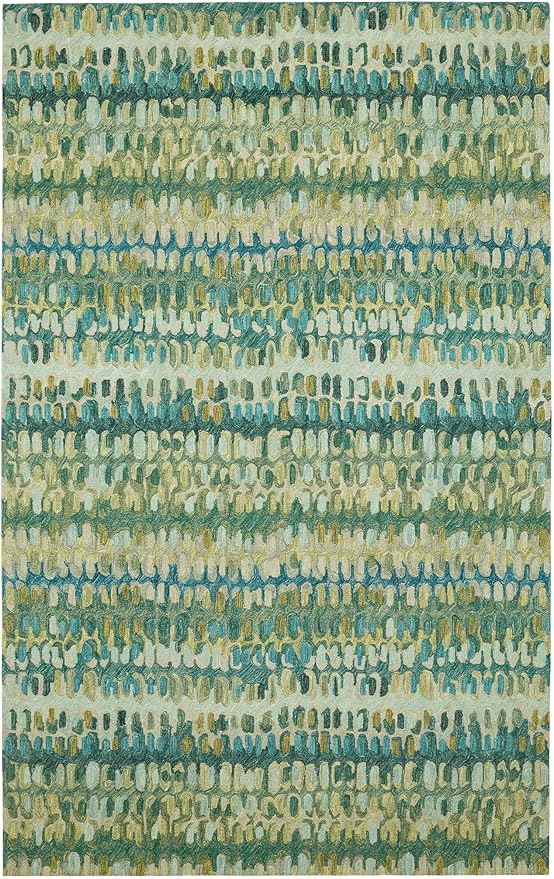 Dash and Albert Paint Chip Wool Area Rug - 2.5' x 8' Runner Moss Graphic Hand Micro Hooked Accent Rug - Durable, High Traffic Areas Hallway, Living Room, Stairs
