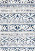 SAFAVIEH Area Rug 4x6 - Tulum Collection - Ivory & Navy, Moroccan Boho Tribal Design, Non-Shedding & Easy to Clean, Ideal for Living Room, Bedroom, Dining Space (TUL272D)