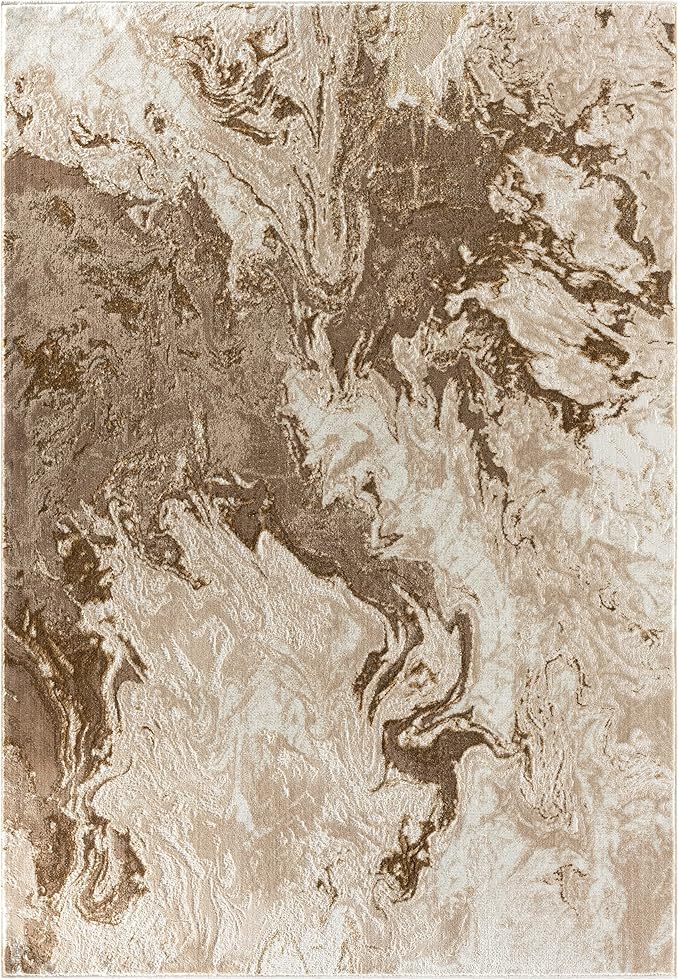 LUXE WEAVERS Marble Swirl Abstract Area Rug, Beige 6x9