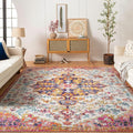 Livabliss Area Rugs - 9x12 Odelia Vintage Boho Beige Mustard Gray Area Rug for Living Room Bedroom - Floral Medallion Stain Resistant Carpet for Kitchen, Nursery, Office (9' x 12'6")