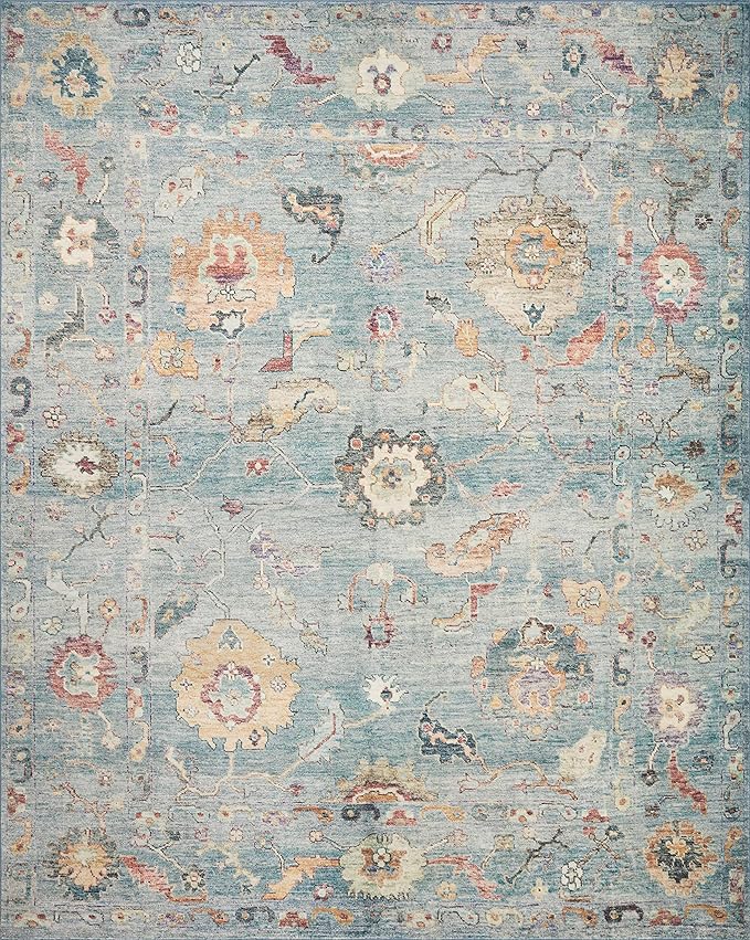 Loloi Margot Collection MAT-06 Denim/Multi 2'-0" x 5'-0" Accent Rug feat. CloudPile, No-Shed Easy Clean Large Patterned Area Rug for Living Room, Bedroom, Dining Area