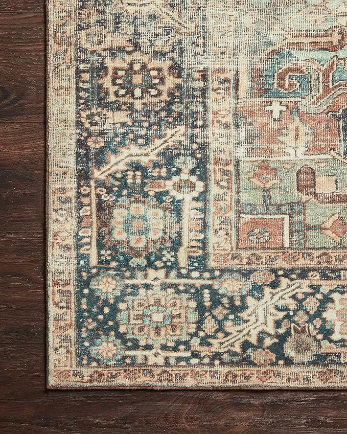 Loloi Margot Collection MAT-02 Terracotta/Lagoon 5'-0" x 7'-6" Area Rug feat. CloudPile, No-Shed Easy Clean Large Patterned Area Rug for Living Room, Bedroom, Dining Area