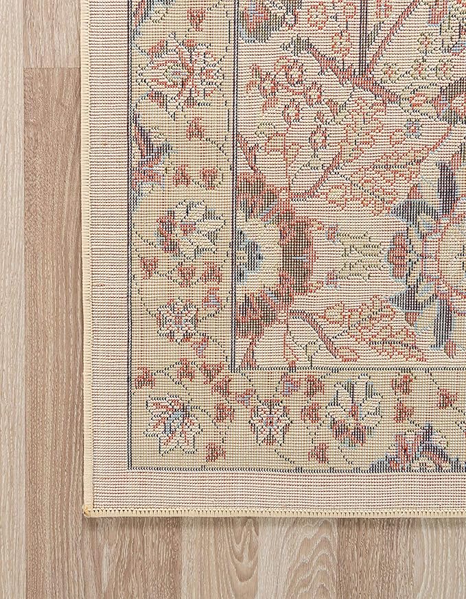Unique Loom Espahan Collection Area Rug - Cape Cod (7' 1" x 10' Rectangle, Cream/ Black)