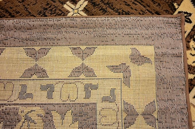 Unique Loom Taftan Collection Border Geometric Tribal Inspired Design Area Rug (9' 10 x 13' 0 Rectangular, Brown/ Tan)