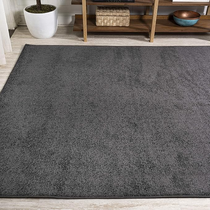 Eyely UES100I-3 Supersoft Haze Solid Low-Pile Indoor Area Rug Casual;Contemporary;Solid;Traditional, Bedroom, Kitchen, Living Room, Easy-Cleaning, Non-Shedding, 3 X 5, Black