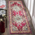 SAFAVIEH Monaco Collection Runner Rug - 2'2" x 12', Pink & Multi, Boho Chic Medallion Distressed Design, Non-Shedding & Easy Care, Ideal for High Traffic Areas in Living Room, Bedroom (MNC243D)