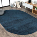Eyely UES100C-6OV Supersoft Haze Solid Low-Pile Indoor Area Rug, Coastal, Bohemian, Minimalist, Classic, Casual for Bedroom,Kitchen,Living Room,Non Shedding,Easy-Washing, Blue, 6 X 9 Oval