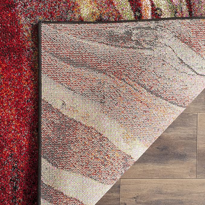 SAFAVIEH Glacier Collection 4' x 6' Red / Multi GLA126A Modern Abstract Non-Shedding Living Room Bedroom Accent Rug